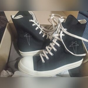 Rick Owens DRKSHDW Pentagram Black Ramone High Top Sneakers